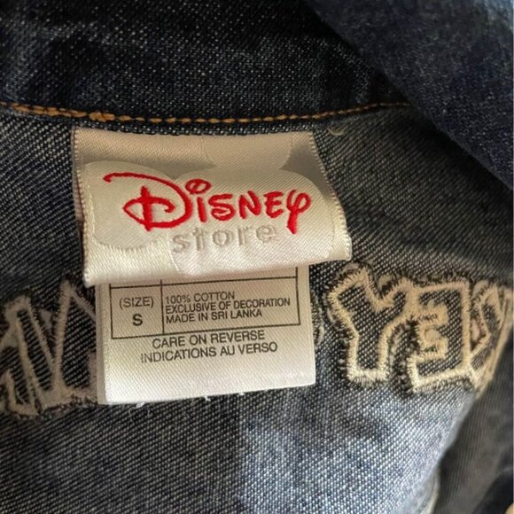 Disney Mickey & Minnie Together Forever Embroidered Denim Jean Jack Size Small - Picture 2 of 3
